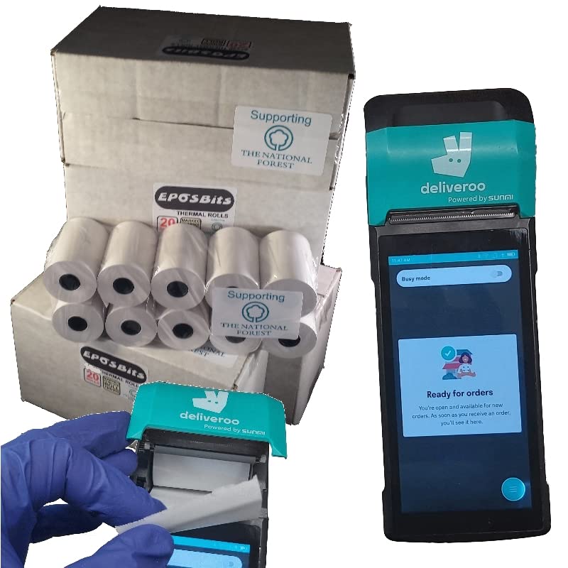 EPOSBITS 15 Rouleaux Papier Thermique Pour Sunmi V2 Deliveroo – Qualité Premium ECO – Impression Claire
