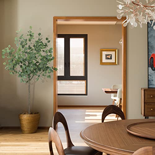 Realead Artificial Eucalyptus Tree 6Ft Tall, Large Eucalyptus Stems Faux Plants With 640 Silver Dollar Leaves, Artificial Trees For Modern Office House Living Room Home Decor Indoor #TOP5
