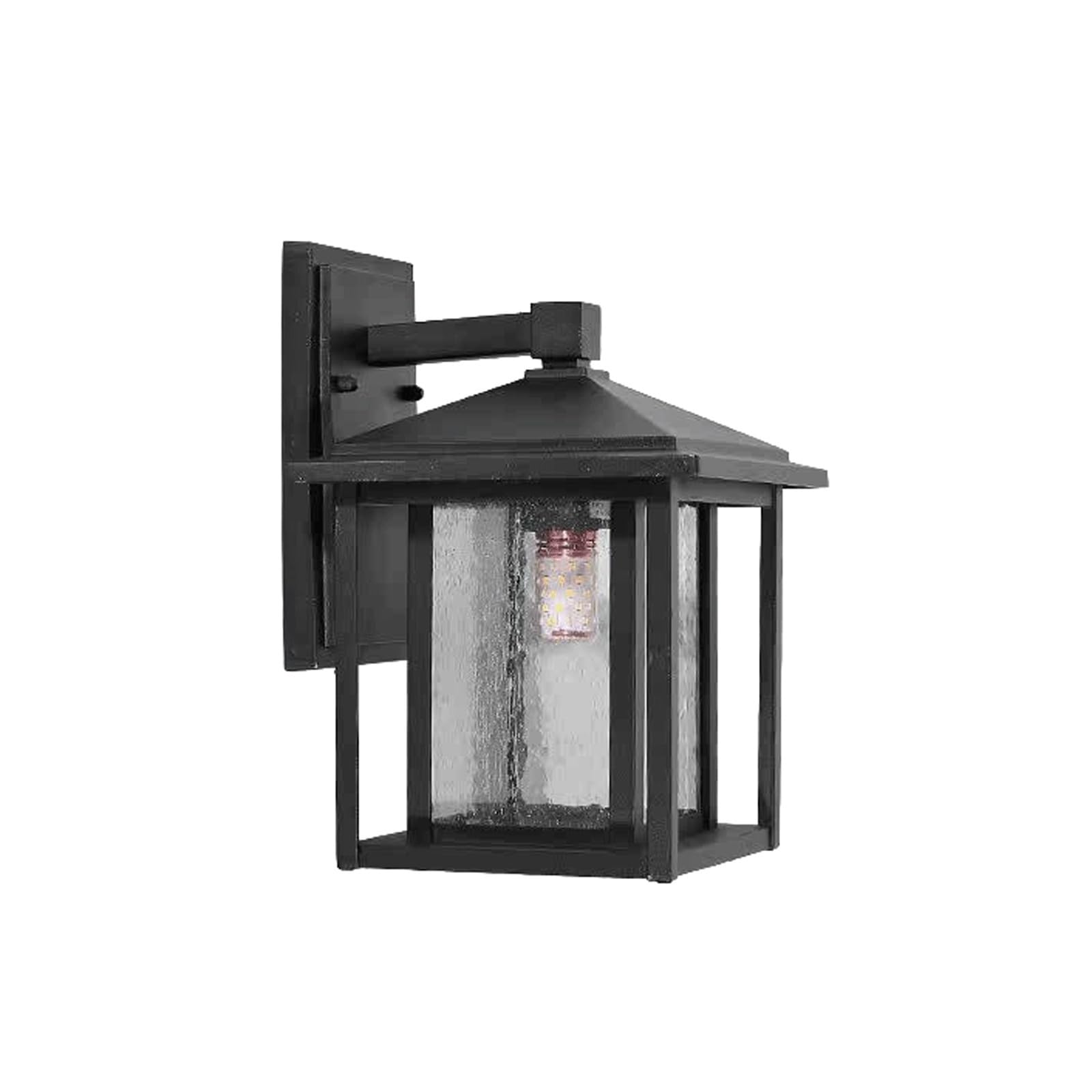 OZBMA Modern Outdoor Wall Sconce, Black Die Cast Aluminum Exterior Lamp with Seeded Glass, E27 Waterproof Lantern for Porch, Patio, Villa, Garden, Entryway, Facade Cottage(Large) (size_name Large)