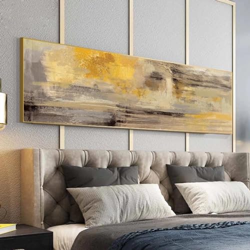 Peintures sur toile d'art mural jaune doré KEBIA pour un salon moderne et chaleureux