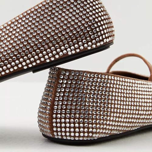 Rhinestone Flats for Women Cute Round Head Ballet Shoes Fashionable and Comfy Slip On Design Embellished with Mary Jane Style for Weddings4