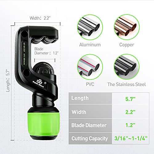 Super Stars Pipe Cutter Heavy Duty Tubing Cutter 3/16 To 2-4/5 Tube Cutter For Cutting Pipes Of Aluminum, Copper, Pvc, Stainless Steel Tube (3/16In~1-1/4In), St-532 (3/16~1-1/4In) (5-32Mm) #TOP2