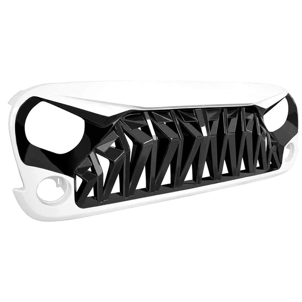 pour Jeep Wrangler JK 2007-2018 Grille Calandre Avant,Pièces de radiateur de calandre de Pare-Chocs Avant de Voiture,B-Noir-Blanc