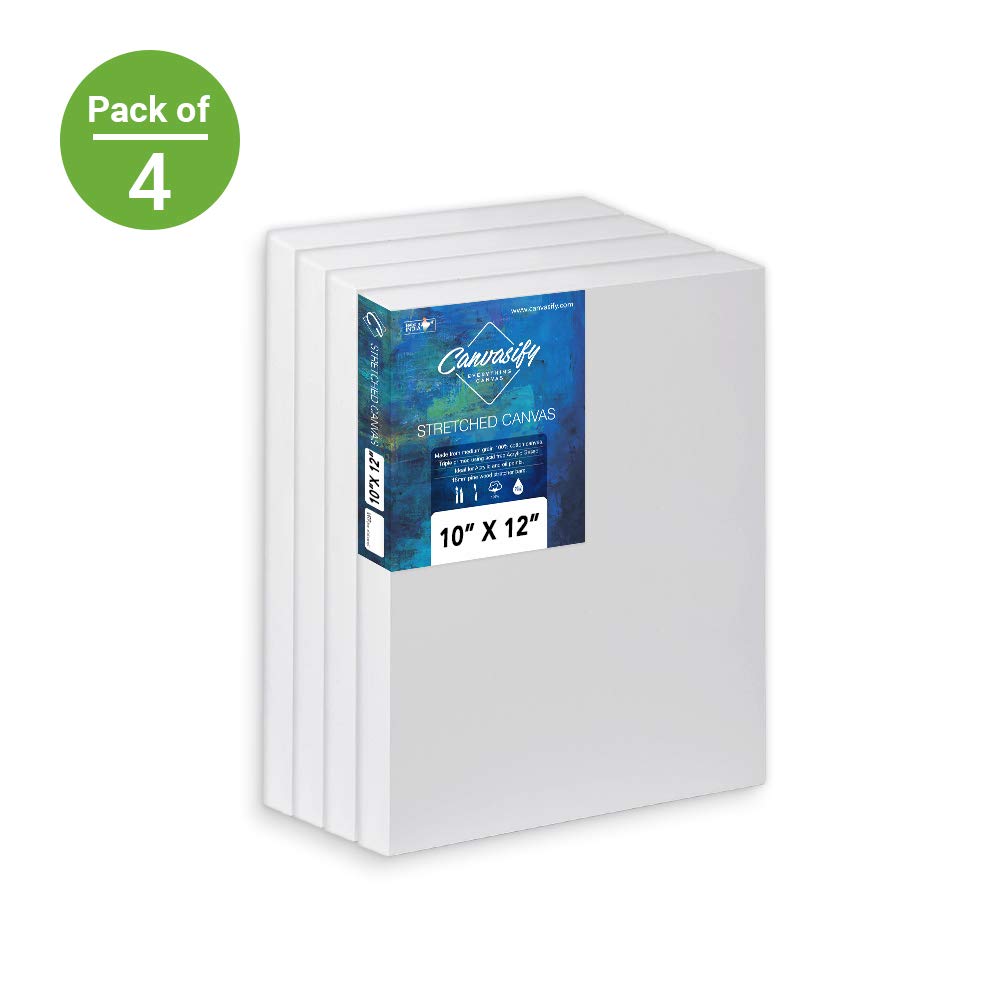 Canvasify Medium Grain Artist Stretched Canvas 10" x 12" | Primed Cotton | Suitable for Acrylic, Oil & Alkyd Paints – for Painting, Sketching & Drawing | Pack of 4 4