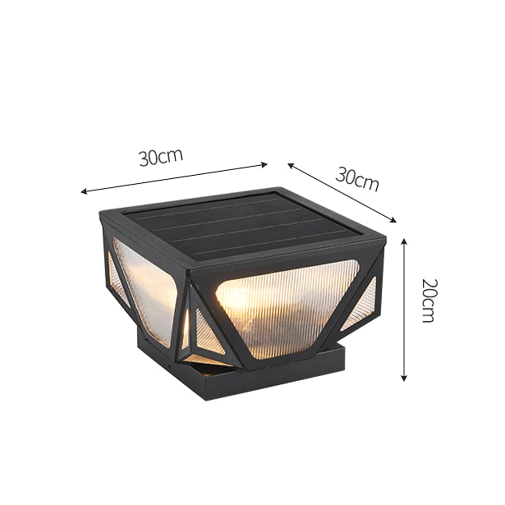 HZWJIA Solar Pillar Lamp Hardware LED Warm Light Fence Deck Post Cap Light IP65 Waterproof Pillar Head Lamp Gray Outdoor Waterproof Solar Pillar Lamp For Yard Park Community Pillar Lamp Side Length 11
