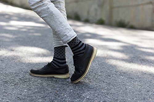 Socks N Socks-Men's 5-Pair Luxury Fun Cool Cotton Colorful Mix Socks Gift Box #TOP2