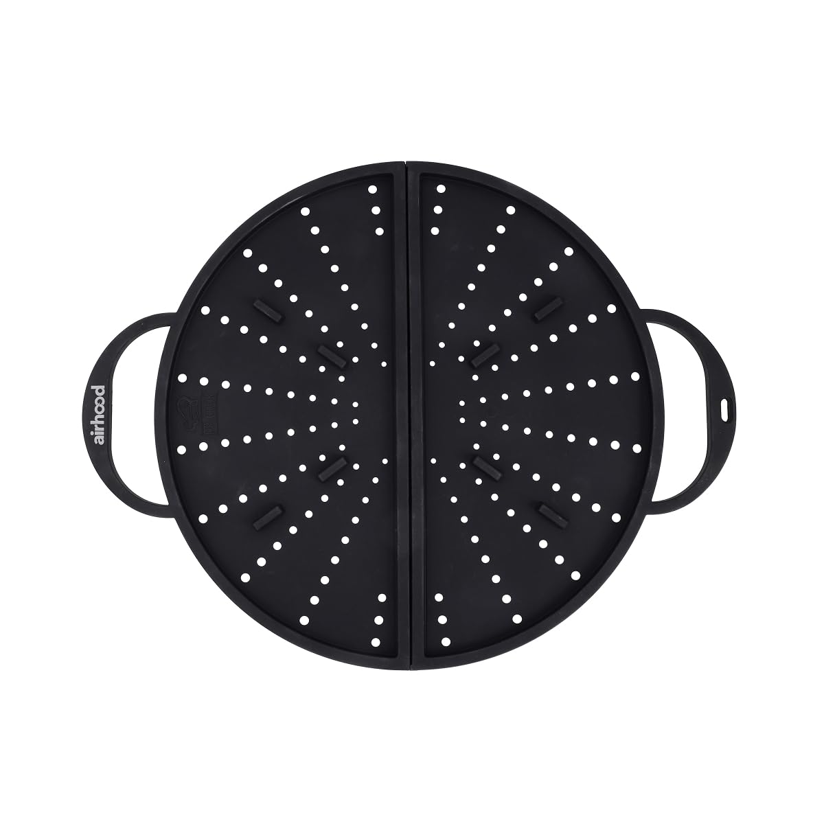 AirHood Silicone Splatter Screen – Foldable Grease Guard for Frying Pans & Induction Cookers – Heat-Resistant, BPA-Free, Dishwasher Safe, 2-in-1 Trivet & Splatter Screen - Black