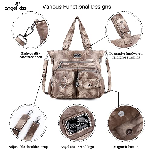 Image of Angelkiss Purses Handbags for Women PU Tote Satchel Bags for Women Pockets Shoulder Bags | PU