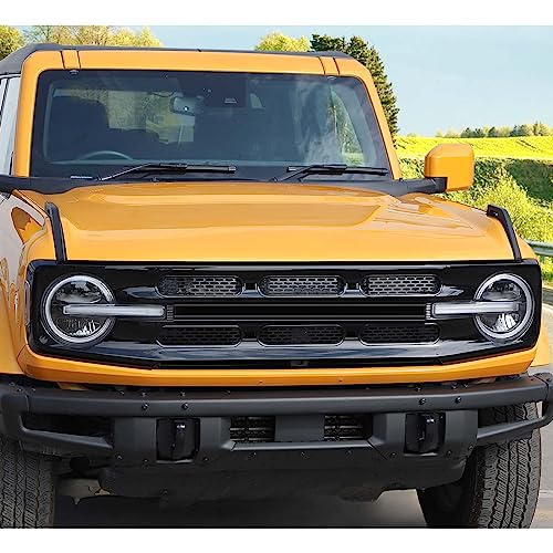 Image of Jimen Compatible with Ford Bronco 2021-2023, 6PCS Front Grille Inserts Mesh Grill Cover Exterior Trim Accessories (Black)