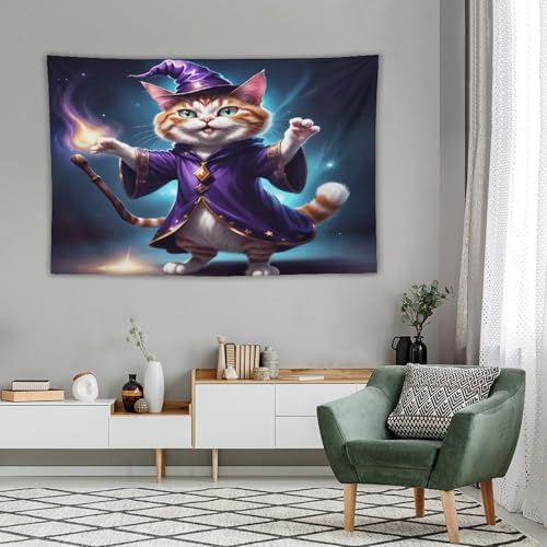Tenture murale chat d'Halloween PAZZK pour cacher un mur blanc vide