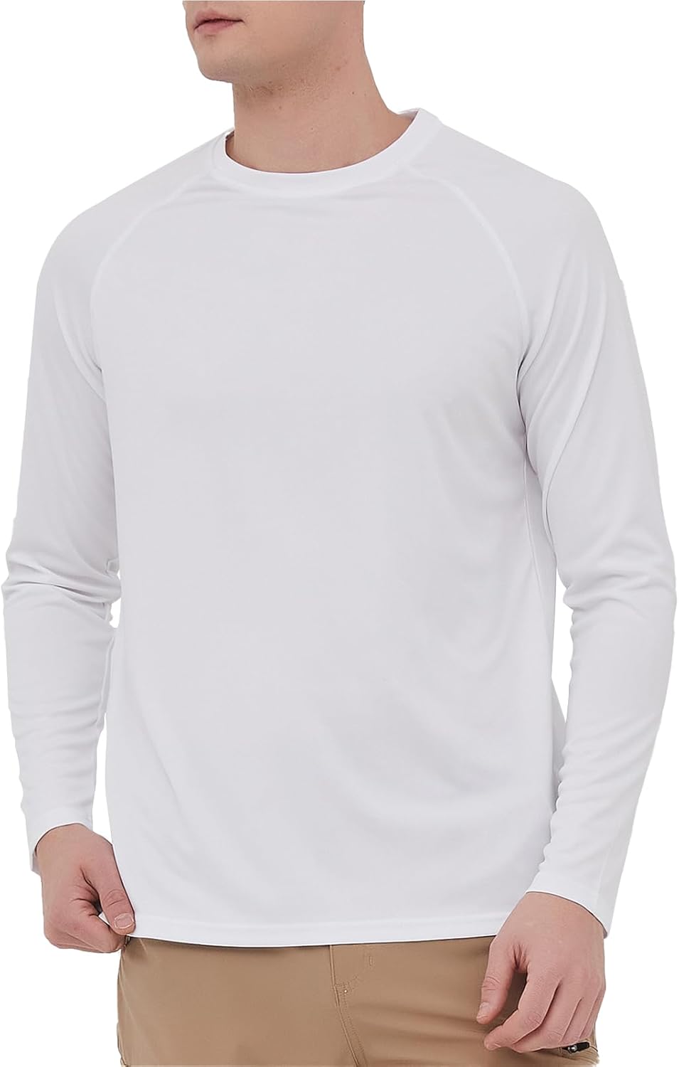 (Medium) HYCOPROT Men's Rash Guard Shirts UPF 50+ Sun Protection Fishing Shirts for Men UV Long Sleeve Quick Dry Swim Shirt Running White Medium