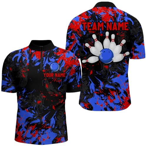 Personalized Bowling Shirt for Men & Women Camo Bowling Team Jersey Bowling Polo & Quarter-Zip Shirt Multicolor3