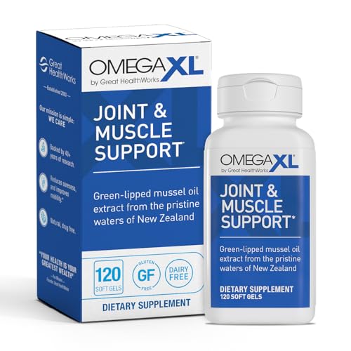 OmegaXL Joint Support Supplement - Natural Muscle Support Green Lipped Mussel Oil Soft Gel Pills Drug-Free 120 Count