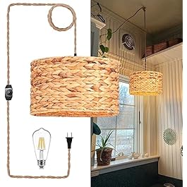 Rattan Plug in Pendant...