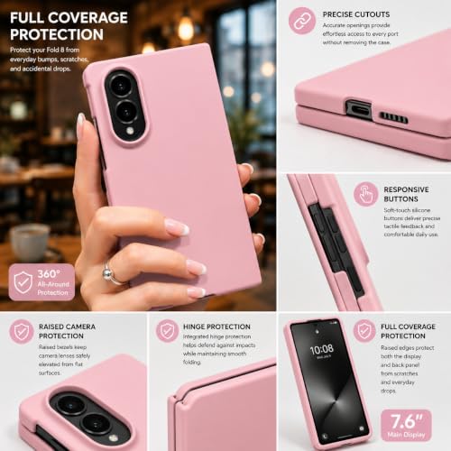 Image of amazon basics Slim Matte Hard PC Back Cover Case for Samsung Galaxy Z Fold 8 with Integrated Hinge Protection and Smooth Anti-Fingerprint Finish (Midnight Pink)