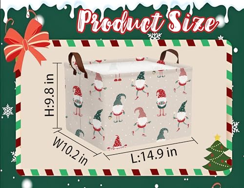 Image of Large Christmas Gifts Empty Baskets Kids Collapsible Holiday Storage Bin with Handle (Dance Gnome)