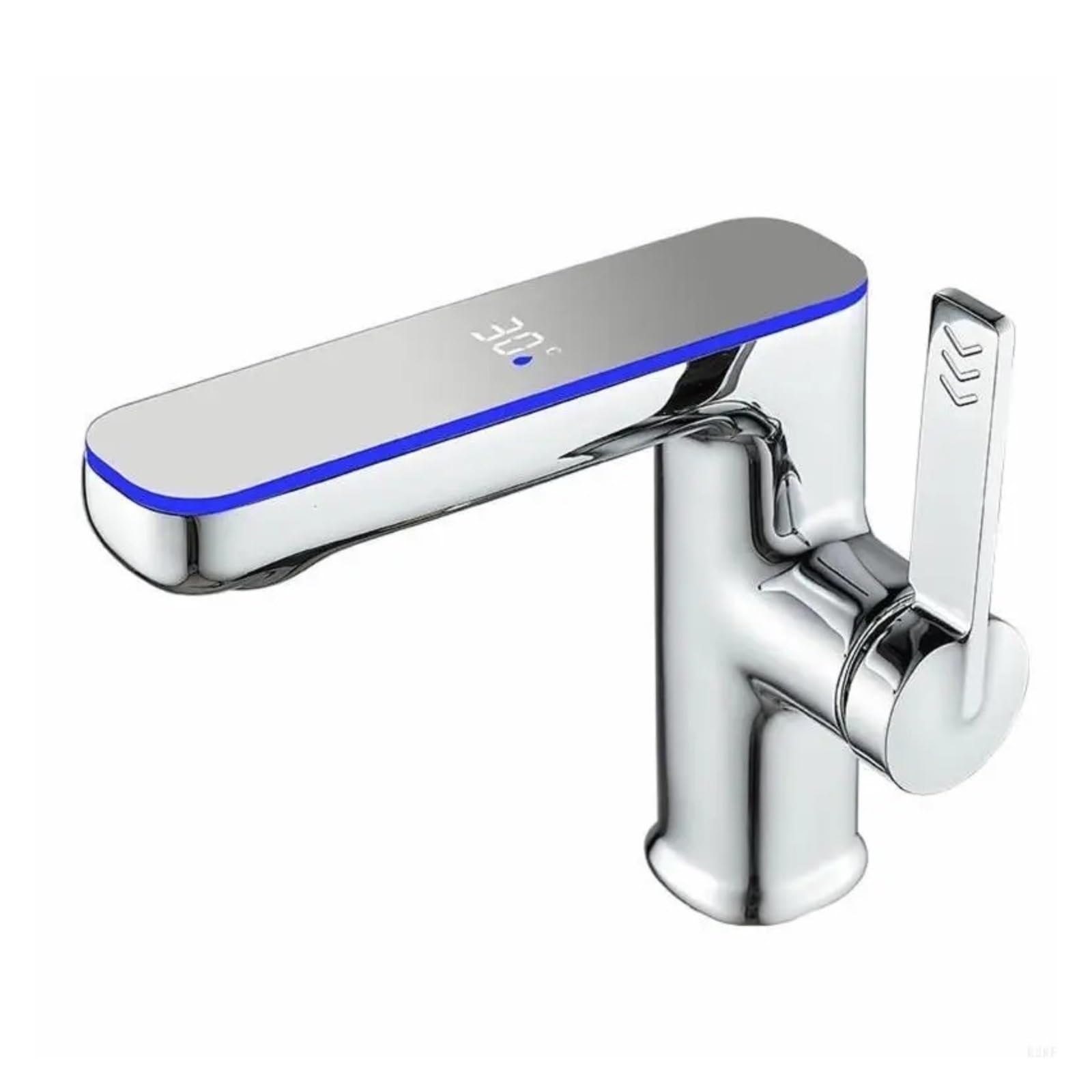 LED Temperature Display Basin Faucet, Ambient Light Sink Mixer Tap with 60cm Hot Cold Hoses,Safe and Reliable(Plating)
