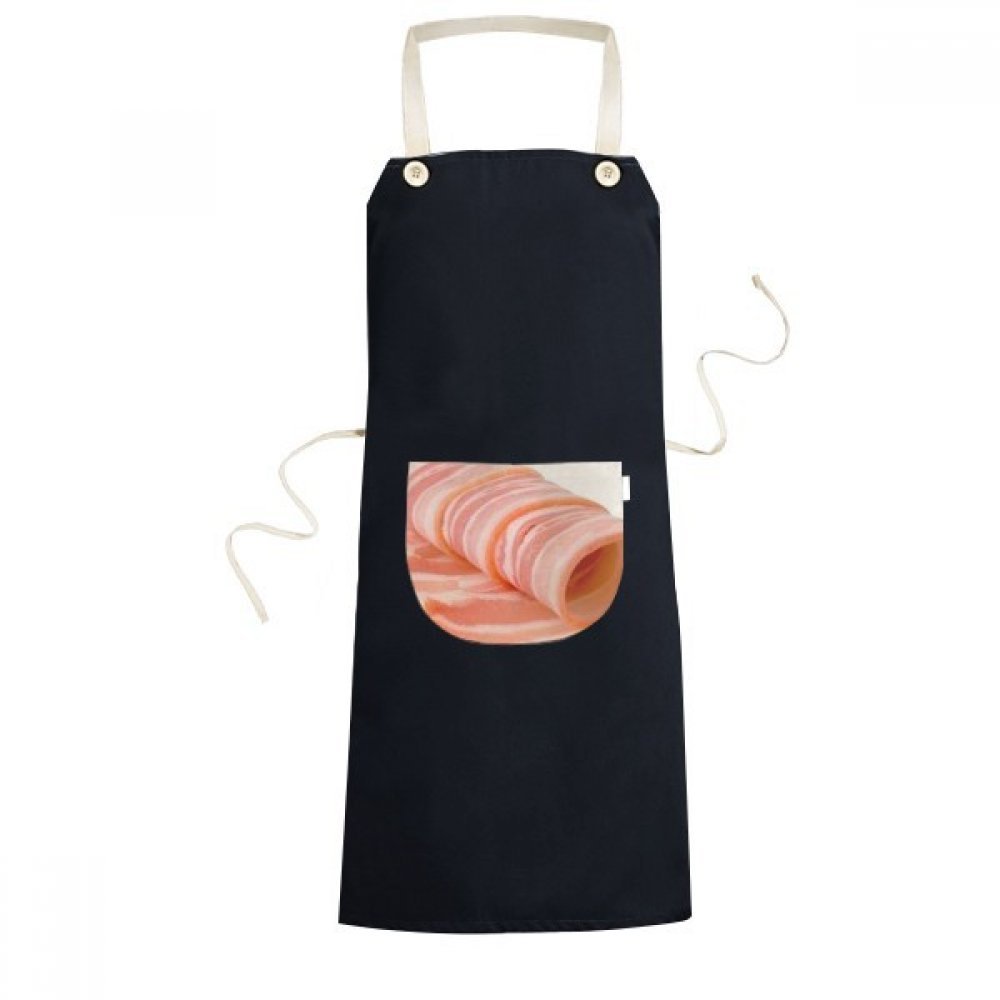 Tablier réglable à motif viande crue en coton noir avec poche pour cuisine 70x67cm