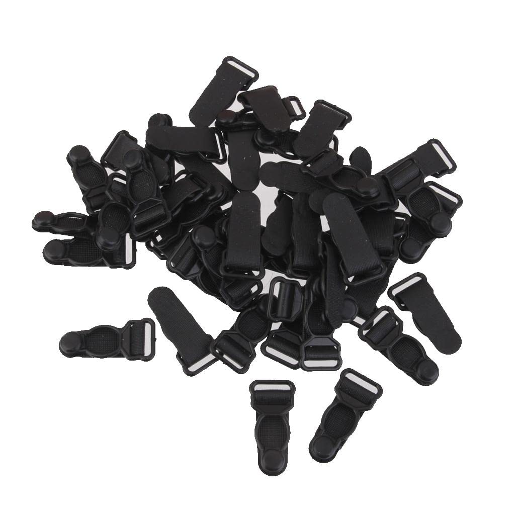 calandis CALANDIS® 50Pcs Womens Plastic Garter Belt Clips Hooks Grips Black-picture-26