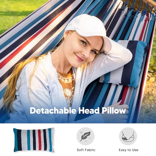 Image of SUNCREAT Hammocks Outdoor Camping Heavy Duty Travel Hammock, Blue & Red