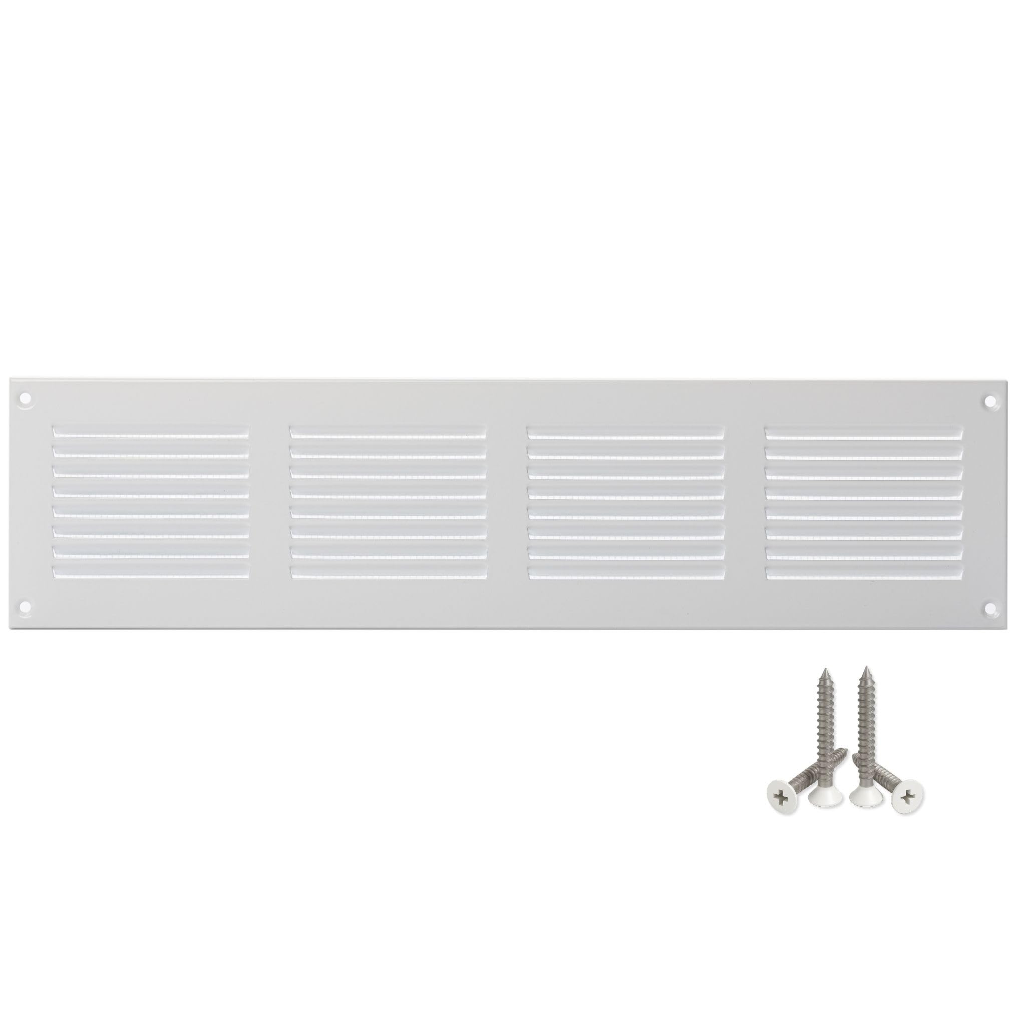 Lirast White 400X100mm / 16X4 Inch Metal Ventilation Grille - Air Vent Cover With Insect Mesh
