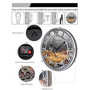 Great Looking Deer Clock Wildlife Wall Clock Silent Non Ticking Battery Operated 12 Inch Quality Plastic Round Wall Clocks for Home Kitchen Living Room Bedroom Office Decor (Antique Silver) Great Looking Deer Clock Wildlife Wall Clock Silent Non Ticking Battery Operated 12 Inch Quality Plastic Round Wall Clocks for Home Kitchen Living Room Bedroom Office Decor Antique Silver
