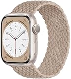 OMECKY Lace Solo Loop compatibile con Apple Watch Band S9/8/7/6/5/4/3 38/40/41 mm, grazioso cinturino sportivo in nylon elastico intrecciato per iWatch SE, L, tè al latte