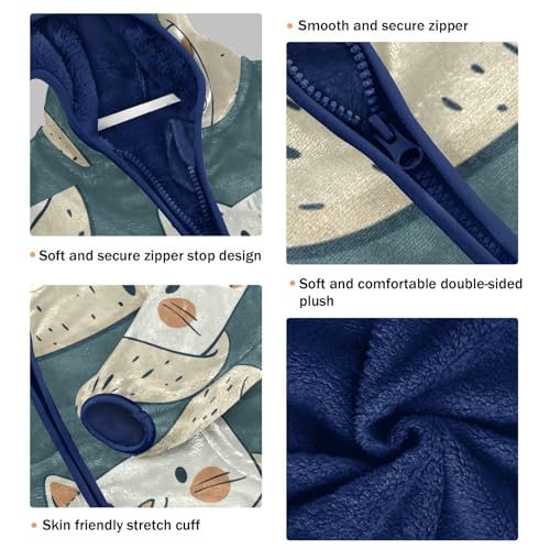 Kawaii Cats Girls Fleece Jacket Girls Fall Jacket Girls Zip Up Hoodie Girls Sherpa Jacket 2-10T3