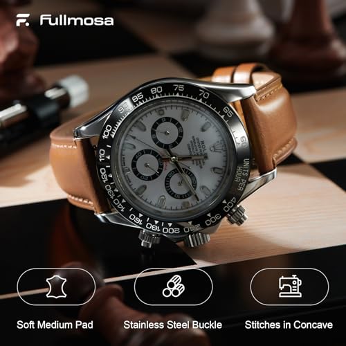 Image of Fullmosa Quick Release Premium Leather Watch Strap | 24 /22 /21 /20 /19 /18mm,Burnished Leather Watch Band Compatible with Samsung Amazfit Fossil Replacement Belt for Men and Women