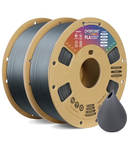 Image of OVERTURE 2KG Bundle PLA Filament 1.75mm, Neatly Wound 3D Printer Filament 2 Pack 1kg Spool (2.2lbs), Dimensional Accuracy + /- 0.02 mm, Fit Most FDM 3D Printers (Space Gray 2-Pack)