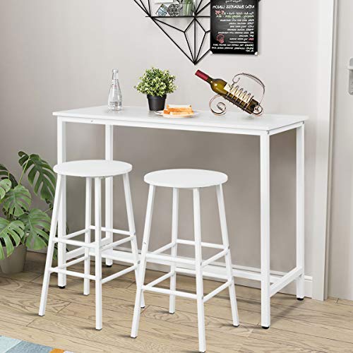 image for COSTWAY 3-Piece Pub Table Set, Bar Table with 2PCS Backless Bar Stools