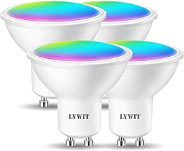 LVWIT GU10 Led Bulb,Smart RGB GU10 Tuya APP Bulbs,5W Replace 35 Watt, 350Lm,Compatible with Alexa, Echo, Google Assistant, TUYA/Smart Life Bulbs (Pack of 4)