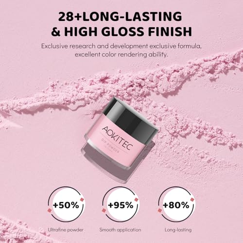 Aokitec Dipping Powder Nails Set - Rosa & Weiß Dip Powder mit 2-in-1 Dip-Base & Top Aktivator, Nageldesign Zubehör für DIY Nail Art, leicht zu tragen und zu verwenden, Nägel Selber Machen Set