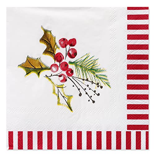 American Greetings 50-Count 5 in. x 5 in. Beverage Napkins by Kathy Davis, Christmas Party Supplies