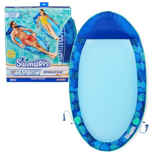 SwimWays Spring Float Elite Hammock Pool Lounger with Breathable Mesh Seat, Inflatable Pool Floats for Adults with Fast Inflation and Linking Capability, for Ages 15 & Up