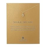 JOYID Delicate Music Note Pendant Necklace Simple Lovely Clavicle Necklace for Women Music Lover Musican Gifts with Meaning Card(Gold)