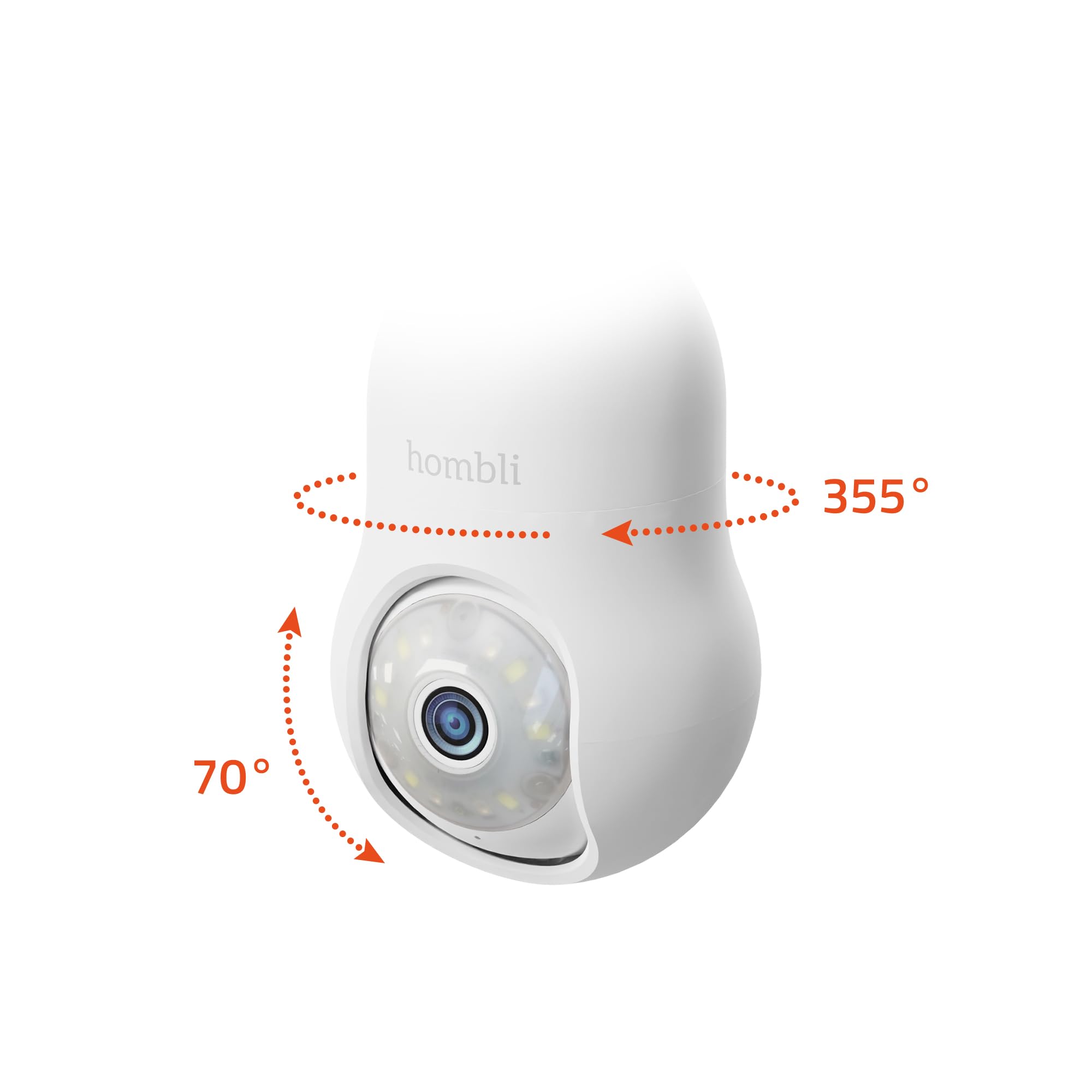 Hombli 4K QHD Cámara de Seguridad Exterior | Enchufe de Bombilla E27 | WiFi | Visión Nocturna Infrarroja y a Color | Foco y Alarma Activados por Movimiento | Compatible con Alexa y Google