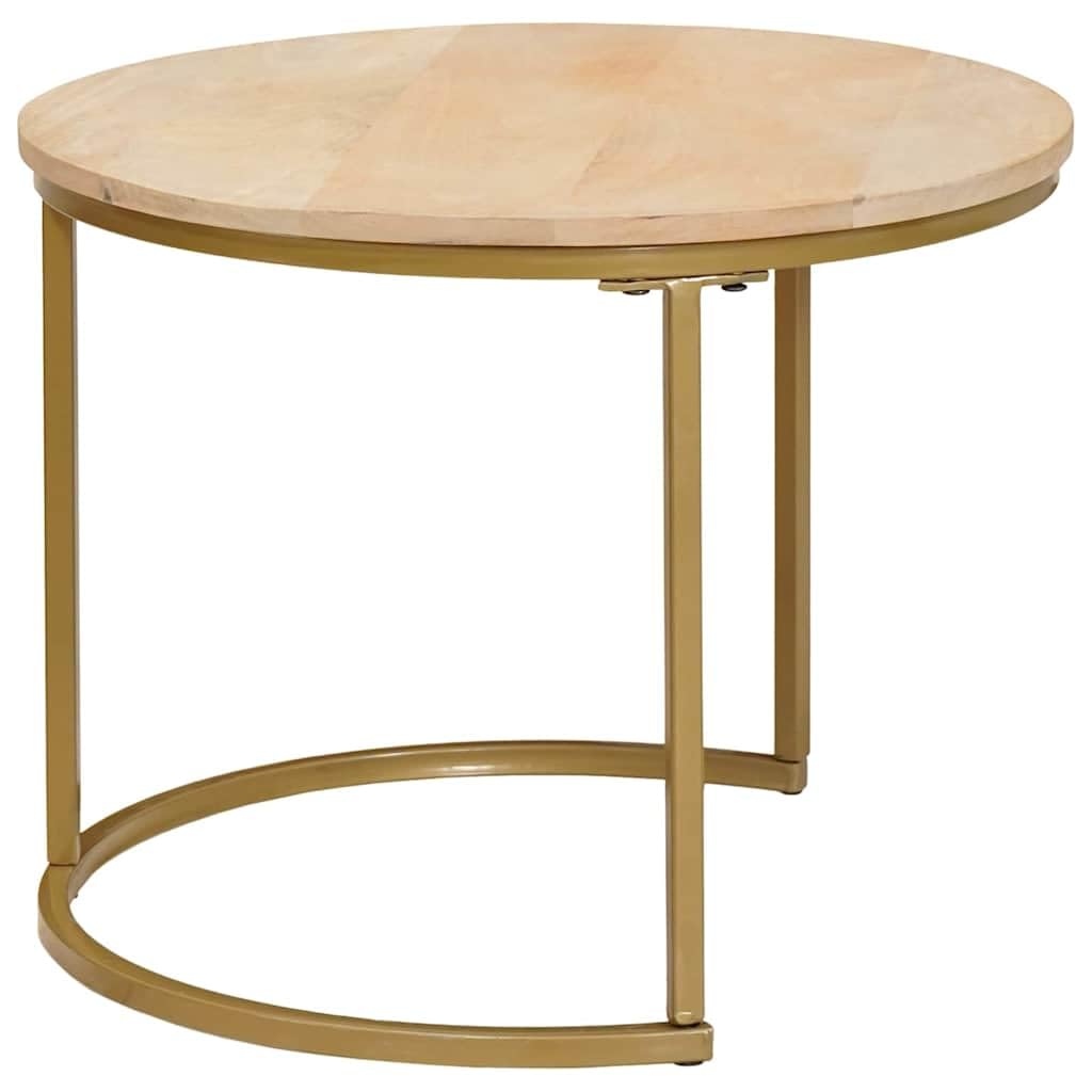 Fengshui Stoły kawowe Nesting, 3 sztuki, lite drewno, stal mango