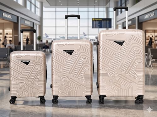 Image of VIP Aristocrat 3 Pc Set Cabin 55 cm (Small),65 cm (Medium),75 cm (Large) 8 Wheels Trolley,Hard Case Lightweight Bag & Combination Lock Suitcase with 3 Years International Warranty (Metallic Grey)