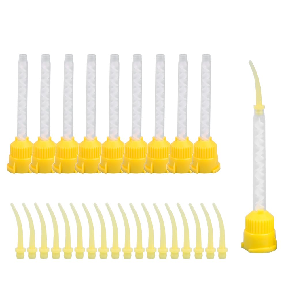 Impressive Smile 50 Dental Mixing Tips 1:1 and 50 Intra Oral Tips 4.2 mm for Impression Mixing - Total 100pcs, Yellow