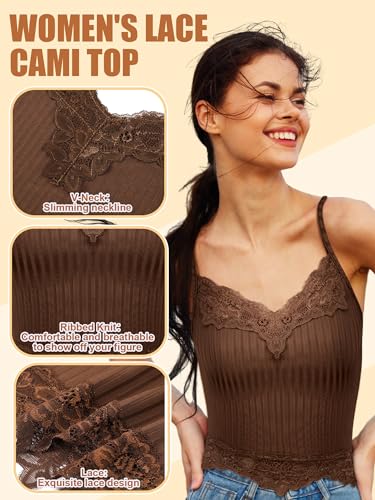 Geyoga 8 Pack Womens Y2k Crop Tops Fairy Grunge Clothes Lace Patchwork Tops V Neck Cami Ribbed Knitted Tank for Women4