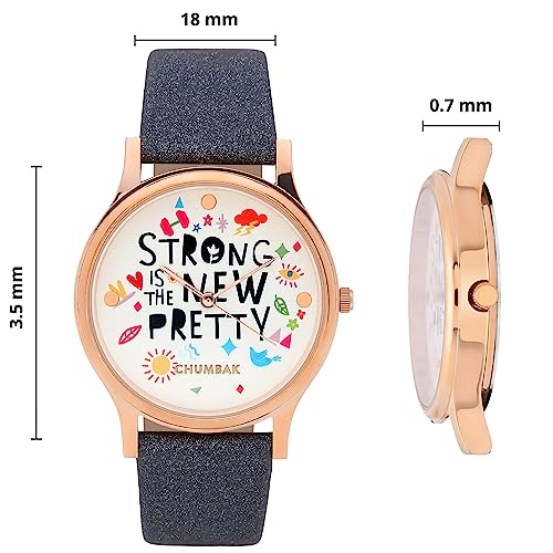 TEAL BY CHUMBAK Round Dial Analog Watch for Women|Strong is New Pretty Collection| Solid Vegan Leather Strap|Gifts for Women/Girls/Ladies |Stylish Fashion Watch for Casual/Work... - Image 6