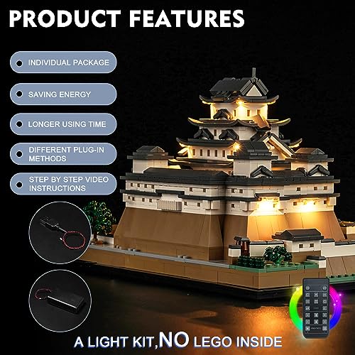 Image of BrickBling LED Light for Lego Architecture Himeji Castle Building Set, Remote Control Lighting Compatible with Lego 21060, Great Gift (Without Model)