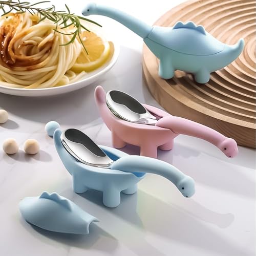 Image of Baby Spoon and Fork Set, Blue and Pink Silicone Toddler Cutlery Set with Dinosaur Case, 2 Pc, Self Feeding Utensils for Baby Meals School and Travel, Mealtime Essential
