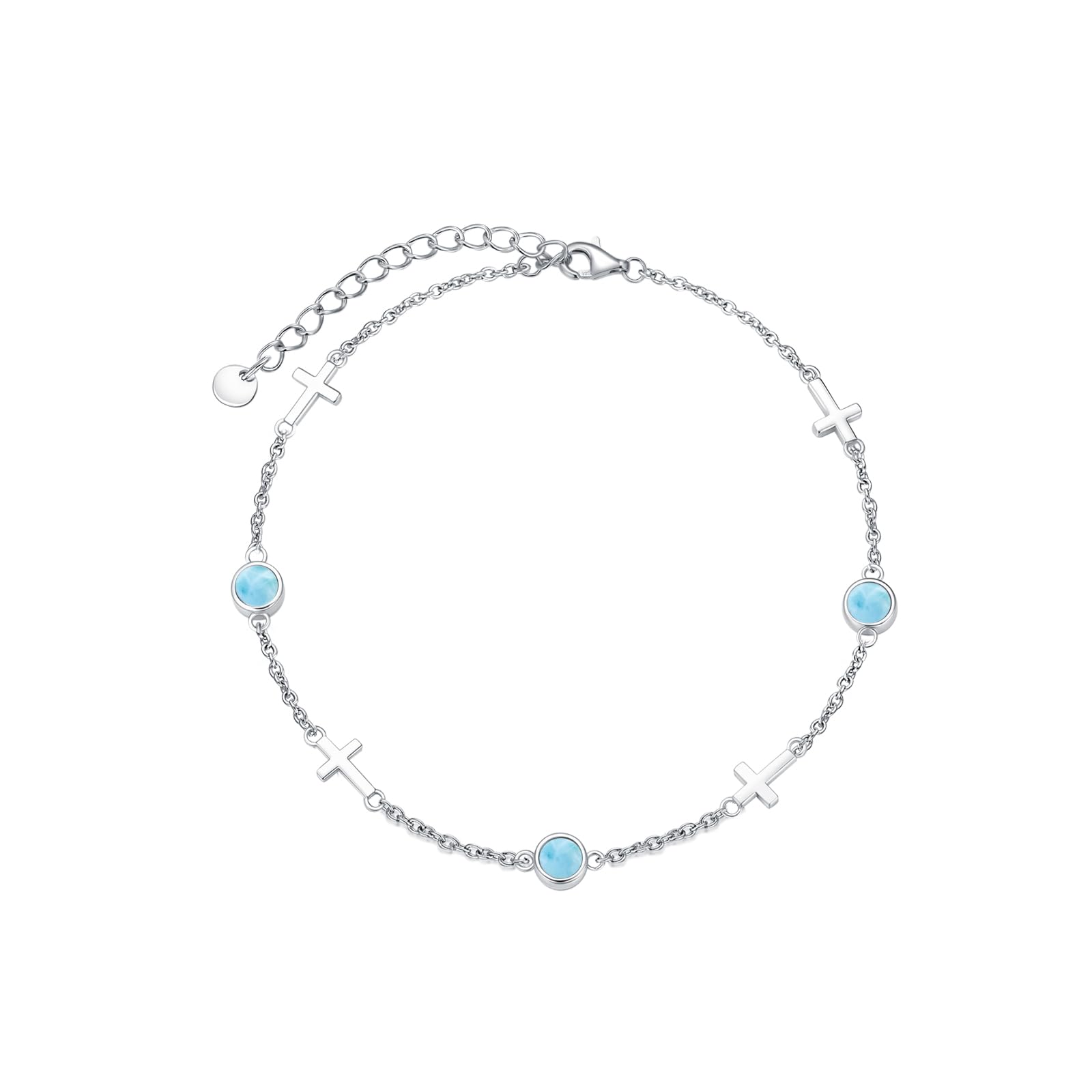 Dorunmo Ankle Bracelet for Women 925 Sterling Silver Natural Stone Bracelet Anklet Summer Beach Jewelry Birthday Gifts for Mom
