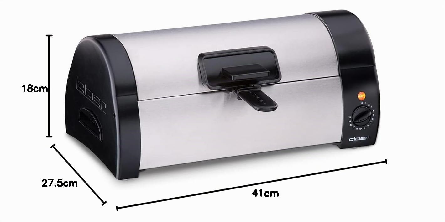 Cloer 3080 Tostador de panes, Panecillos, baguettes, tartas o masas de levadura crujientes en cuestión de segundos, para tostadas y baguettes "au gratin", 570 vatios, caja de acero inoxidable mate