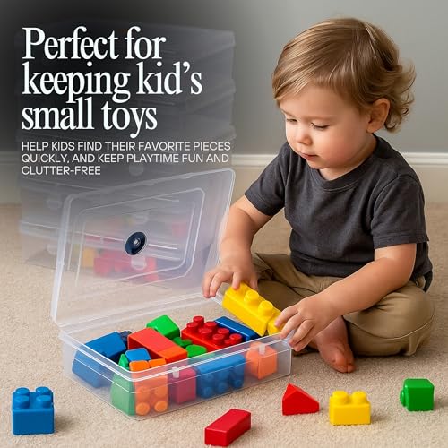 Image of Clear Plastic Medium Storage Boxes (Multi, Standard Size 17 x 12 x 4 cm) - Set of 6 Multipurpose Transparent Organizers for Medicines, Jewelry, Toys, Stationery, Size 44