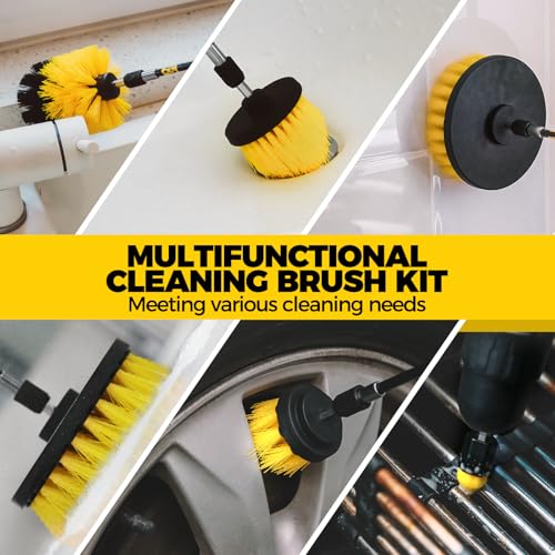 Holikme 30Pack Drill Brush Attachments Set,Scrub Pads & Sponge, Power Scrubber Brush with Extend Long Attachment All Purpose Clean for Grout, Tiles, Sinks, Car Polishing Pads,Bristle Discs by Holikme - Image 2
