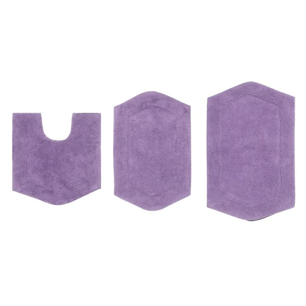 Luxurious 100 Absorbent Cotton Bath Rugs for Bathroom Set of 3 Pretty Durable Design Rectangle Shape Extra Thick