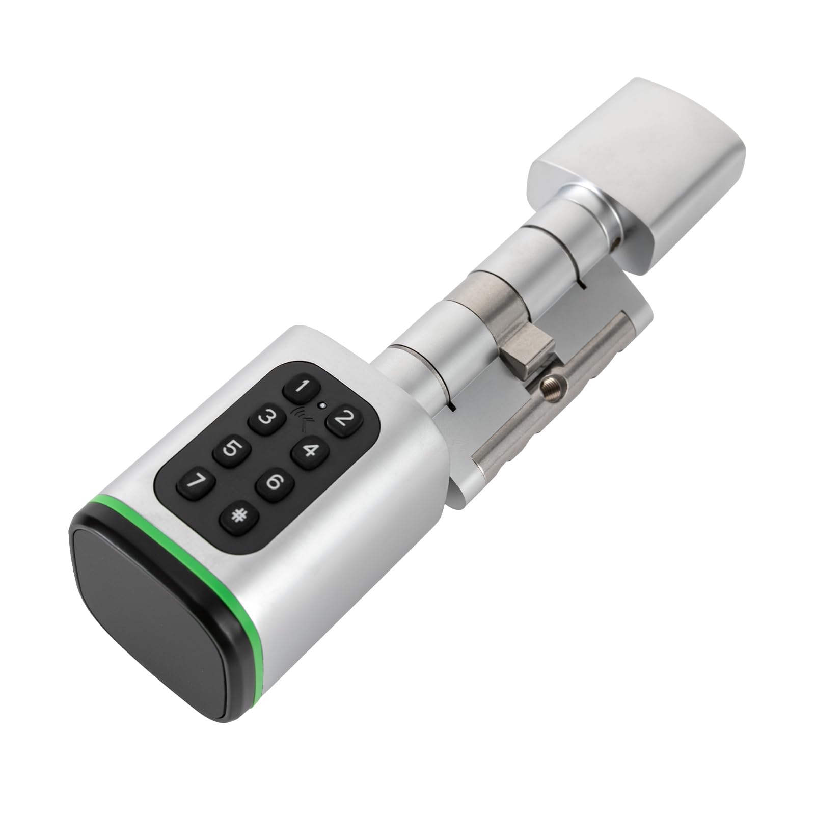 Cerradura de puerta electrónica, código electrónico cerradura de puerta principal para casa inteligente, cerradura de cilindro inteligente con interfaz de emergencia huella digital (blanco)